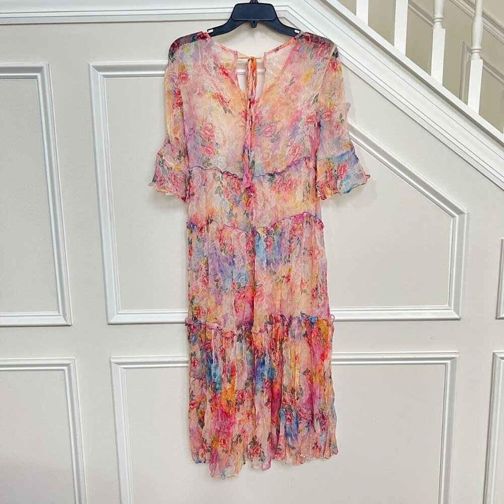 NWT Silk Floral-Print Midi Dress 3D Butterfly - Picture 5 of 10